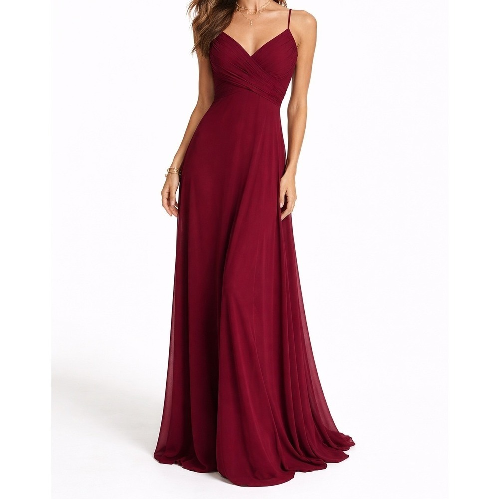 Lulus Burgundy Bridesmaid Maxi Dress Formal‎ Wedding Guest Gown Size S